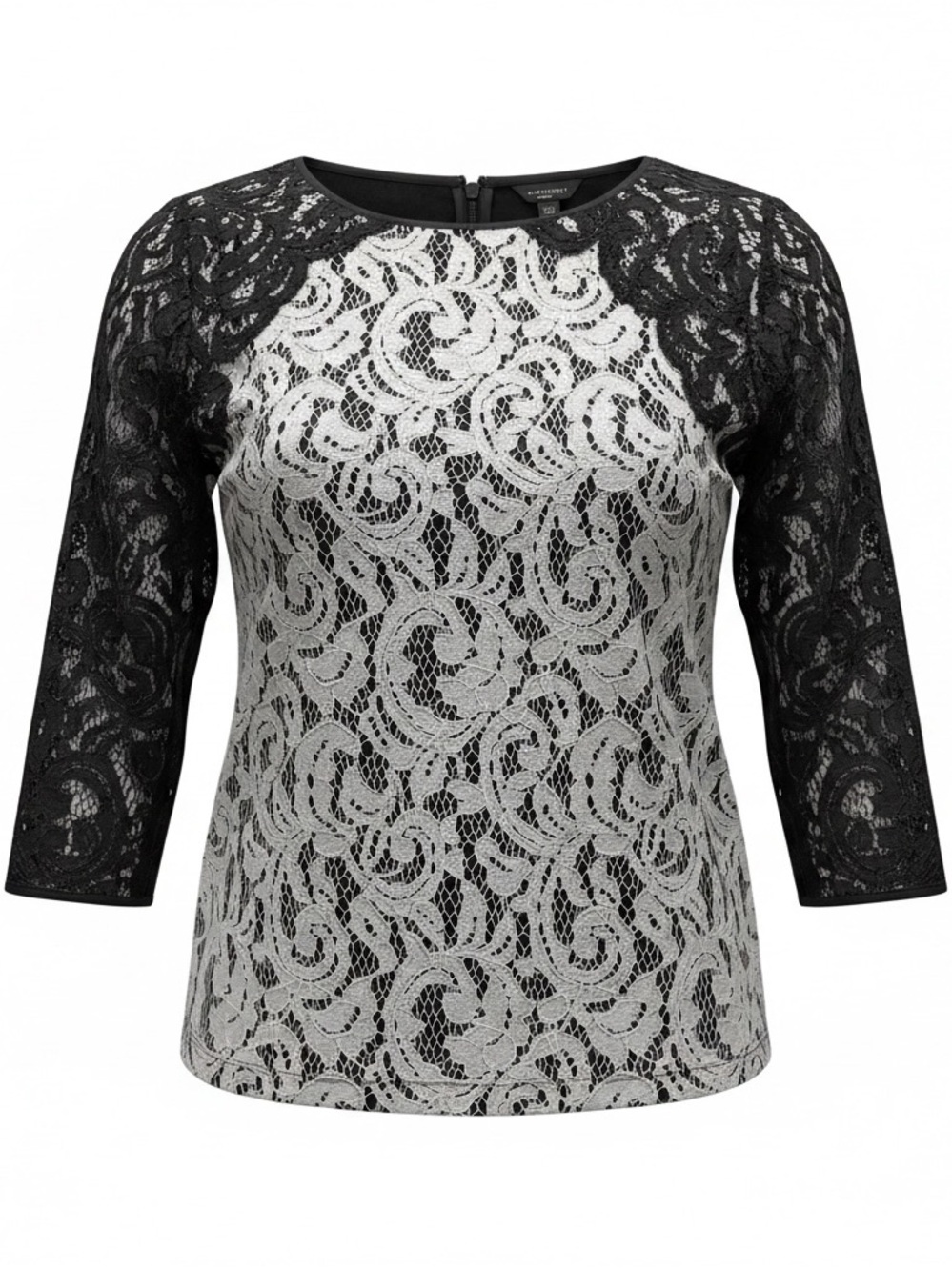 Ann Taylor Black Lace Over White Blouse